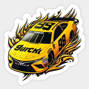 Cool yellow Nascar car, greatest grand prix champion Sticker